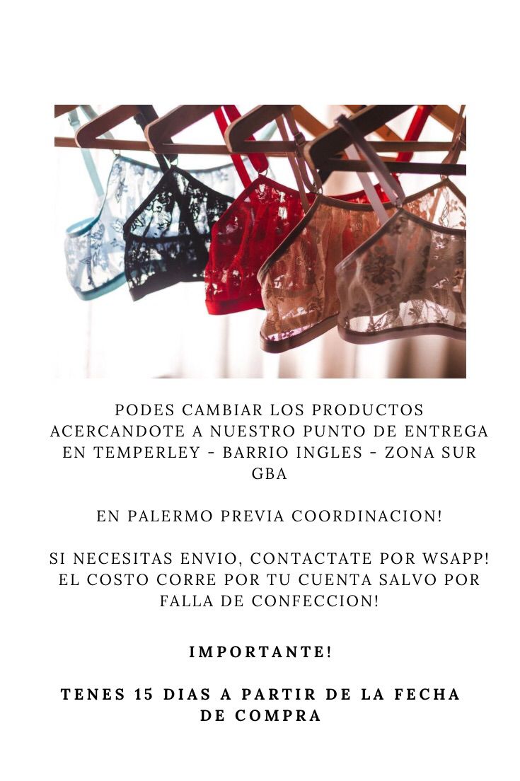 politica de cambios  lenceria ropa interior mujer vianna underwear